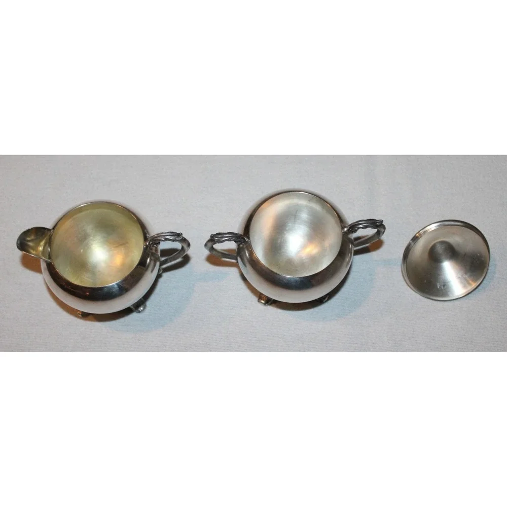 vintage F.B. Rogers Silver Co. silverplated creamer & sugar set with lid footed